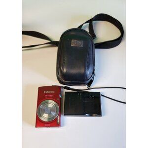 Canon PowerShot ELPH 135 Digital Camera 16.0 MP Red With Case Charger & Battery